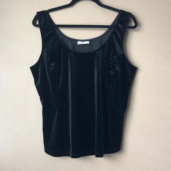 Laura | Black Velour Tank Top XL - Picture 1 of 5